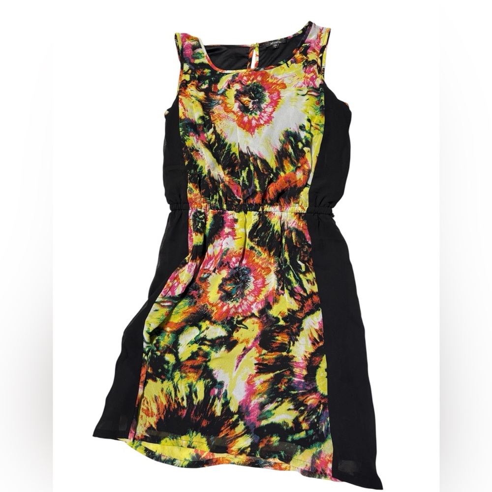 XOXO Vibrant, Multi-colored Sleeveless Dress without a belt.